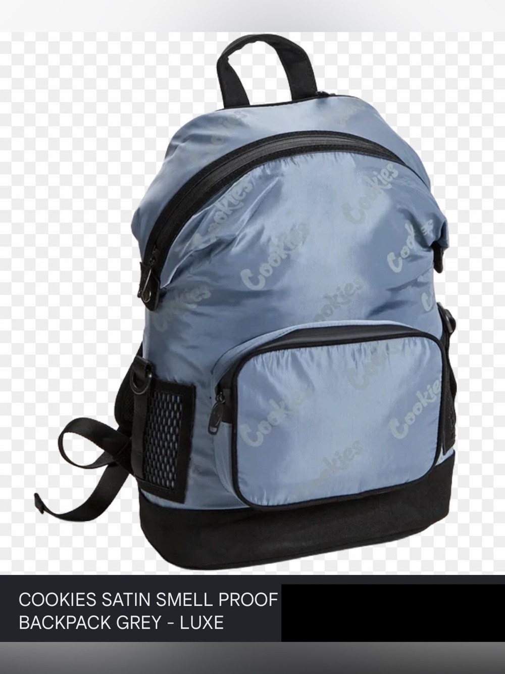 COOKIES SATIN SMELL PROOF BACKPACK GREY - LUXE- Large Backpack